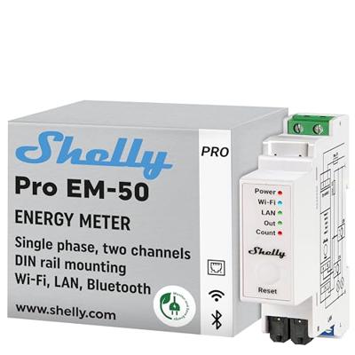 Shelly pro em - 2x 50a relais (wit)