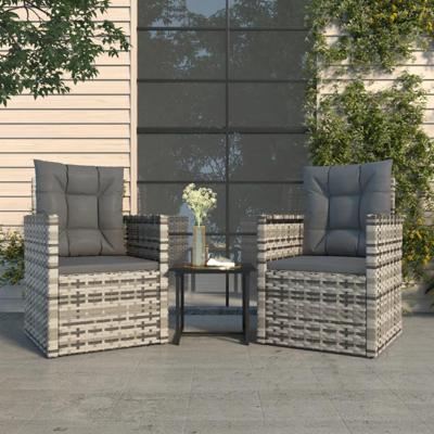 3-delige Loungeset met kussens poly rattan grijs 3-delige Loungeset met kussens poly rattan grijs