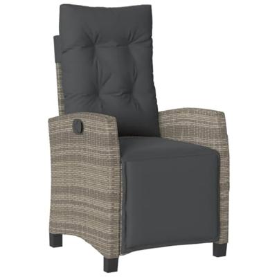 Tuinstoelen 2 st verstelbaar met voetensteun poly rattan grijs - thumbnail