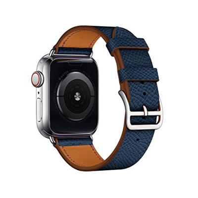 Lederen bandje - Donkerblauw - Geschikt voor Apple Watch 44mm / 45mm / 46mm / 49mm