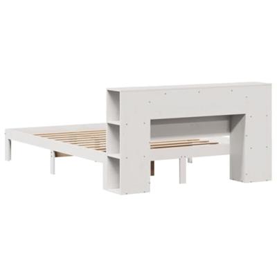 Bed met boekenkast zonder matras grenenhout wit 140x200 cm