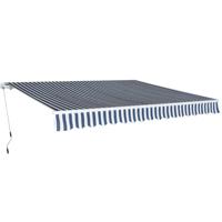 Luifel handmatig uittrekbaar 400 cm blauw/wit - thumbnail