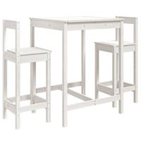 3-delige Barset massief grenenhout wit - thumbnail