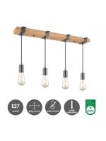 Home sweet home hanglamp Denton 4L hout / burned metal - thumbnail