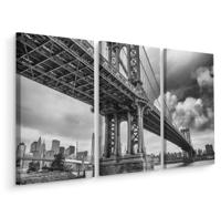 Schilderij - Manhattan Bridge , Zwart wit , 3 maten , Premium print - thumbnail
