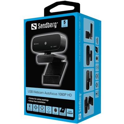 Sandberg 134-14 webcam 2 MP 1920 x 1080 Pixels USB 2.0 Zwart Sandberg 134-14 webcam 2 MP 1920 x 1080 Pixels USB 2.0 Zwart