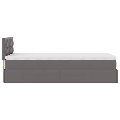 Ottoman bed met matrassen en LED's 90x200cm kunstleer grijs