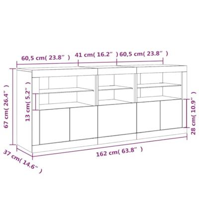 Dressoir met LED-verlichting 162x37x67 cm bruin eiken