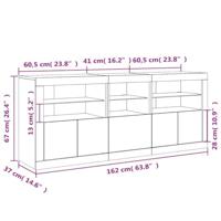 Dressoir met LED-verlichting 162x37x67 cm bruin eiken - thumbnail