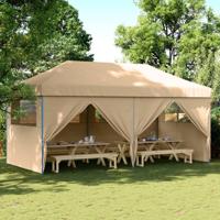Partytent inklapbaar pop-up met 4 zijwanden beige - thumbnail