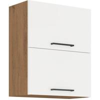 ROCK - Hoge kast - Lancelot eiken en glanzend witte melamine - 60 cm - 2 kanteldeuren - thumbnail