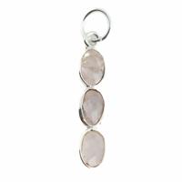 Edelsteen Hanger Rozenkwarts 3 Stenen - Zilver - 20 x 4 mm - thumbnail