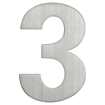 Huiscijfer 3 rvs mat 120 mm