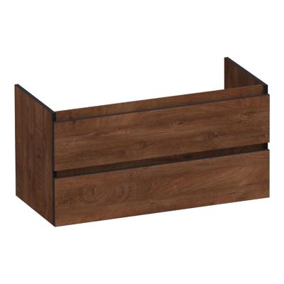 Brauer Joy Edge - Onderkast - 100 cm - met 2 Softclose Lades Greeploos en 1 Sifon Uitsparing - Forest Cacao