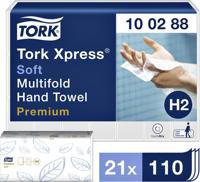 Handdoek Tork H2 Xpress Premium multifold 2-laags 212x340mm 21x110 vel wit 100288 - thumbnail