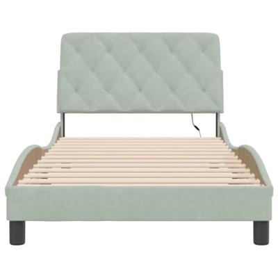 Bedframe met LED-verlichting fluweel lichtgrijs 100x200 cm