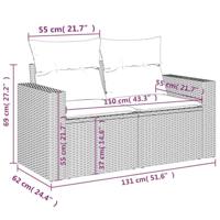 10-delige Loungeset met kussens poly rattan grijs - thumbnail