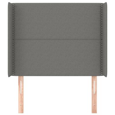 Hoofdbord met randen 83x16x118/128 cm stof donkergrijs - thumbnail