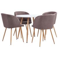 vidaXL 5-delige Eethoek stof bruin - thumbnail