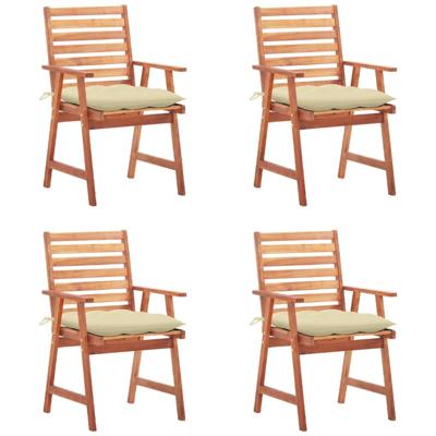 Tuinstoelen 4 st met kussens massief acaciahout