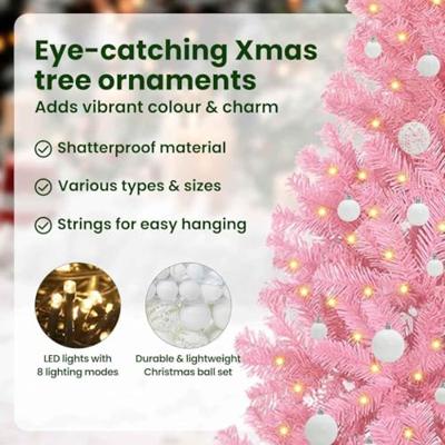 VidaXL Kunstmatig voorverlicht kerstboom met 150 led roze 150 cm pvc