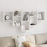 Wandschap 159x18x66 cm bewerkt hout wit - thumbnail