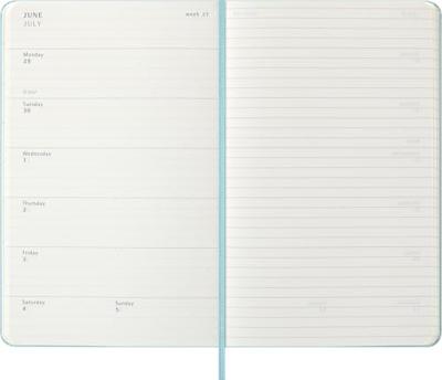 Moleskine 12 Monate Wochen Notizkalender 2026, Large/A5, 1 Wo = 1 Seite, rechts linierte Seite, fester Einband, Aquamarin