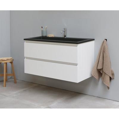 On-Line Onderkast - 100 cm - Voorgemonteerd - Ladestructuur - Acryl Wastafel - 1 Kraangat - Hoogglans Wit