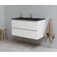 On-Line Onderkast - 100 cm - Voorgemonteerd - Ladestructuur - Acryl Wastafel - 1 Kraangat - Hoogglans Wit - thumbnail