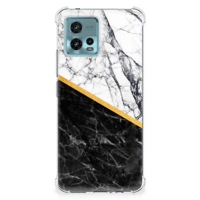 otorola Moto G72 Anti-Shock Hoesje Marmer Wit Zwart - Origineel Cadeau Man otorola Moto G72 Anti-Shock Hoesje Marmer Wit Zwart - Origineel Cadeau Man