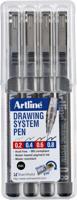 Fineliner artline technisch 0.2-0.4-0.6-0.8mm zw - thumbnail