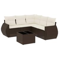 5-delige Loungeset met kussens poly rattan bruin - thumbnail