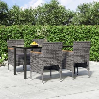 5-delige Tuinset met kussens grijs en zwart
