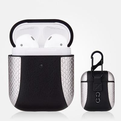 Kleur-matching flip-over lederen koptelefoon schokbestendige beschermende case voor Apple AirPods 1/2 (zilver) Kleur-matching flip-over lederen koptelefoon schokbestendige beschermende case voor Apple AirPods 1/2 (zilver)