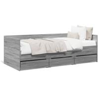 Slaapbank met lades zonder matras 90x190 cm grijs sonoma eiken - thumbnail