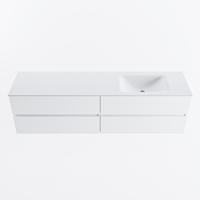 MONDIAZ VICA 180cm badmeubel onderkast Talc 4 lades. Wastafel CLOUD rechts zonder kraangat, kleur Talc. - thumbnail