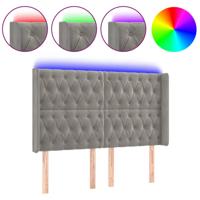 Hoofdbord LED 163x16x118/128 cm fluweel lichtgrijs - thumbnail