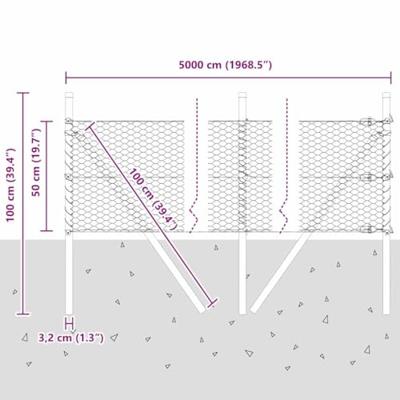 VidaXL Afrasteringspaal zilver 50 x 0,5 m (25 mm net) staal VidaXL Afrasteringspaal zilver 50 x 0,5 m (25 mm net) staal