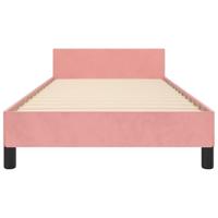 Bedframe met hoofdeinde zonder matras 90x190 cm fluweel roze - thumbnail