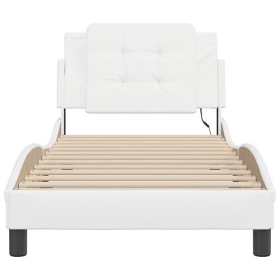 Bedframe met LED-verlichting kunstleer wit 100x200 cm