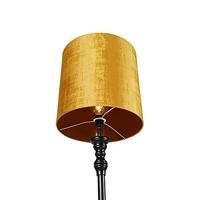 QAZQA Vloerlamp zwart met stoffen kap goud 40 cm - Classico - thumbnail