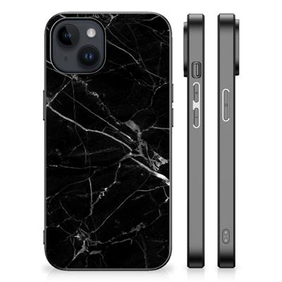 iPhone 15 Plus Marmeren Print Telefoonhoesje Marmer Zwart - Origineel Cadeau Vader