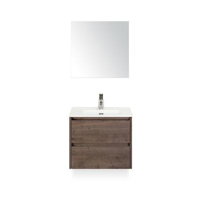 Dante Badmeubelset 60 cm - Tabacco - Keramische Wastafel Wit Cover - met Spiegel