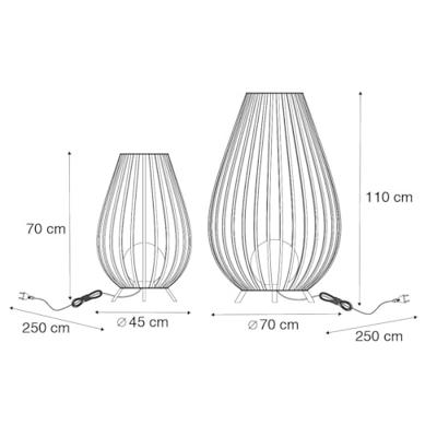 QAZQA Set van vloerlampen zwart met opaal 110 cm en 70 cm - Angela