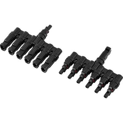 TRU COMPONENTS TC-13805808 6-voudige PV-aftakverbinderset Zwart Inhoud: 2 stuk(s)