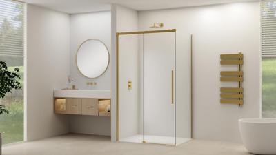 Schuifdeur Van Rijn Products ST09 Voor Hoekcabine 160x200 cm 8 mm Helder Glas Softclose Incl. Beslag Geborsteld Messing Schuifdeur Van Rijn Products ST09 Voor Hoekcabine 160x200 cm 8 mm Helder Glas Softclose Incl. Beslag Geborsteld Messing