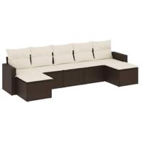 7-delige Loungeset met kussens poly rattan bruin - thumbnail