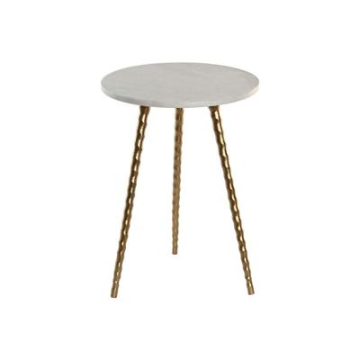 Bijzettafel Home ESPRIT Wit Gouden 36 x 36 x 48,5 cm Bijzettafel Home ESPRIT Wit Gouden 36 x 36 x 48,5 cm