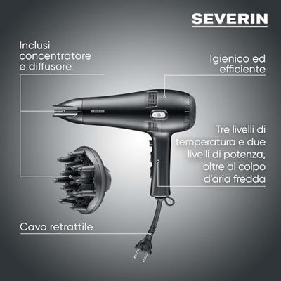 Severin HT0165 Haardroger Zwart - thumbnail