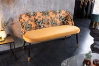 Design bank PRET-A-PORTER geel fluweel bloemmotief en gouden voetdoppen - 41705 - thumbnail